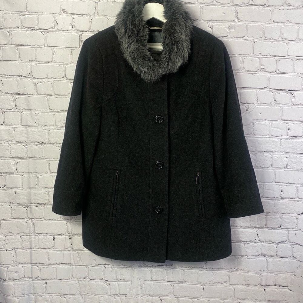 Windsmoor Virgin Wool Cashmere Black Winter Coat Size 10 UK 14